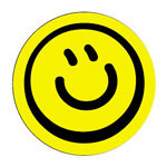 smiley button schuin | KleineButtons.nl